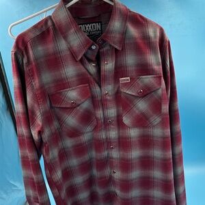 DIXXON Burgundy and Gray Plaid Men's Shirt